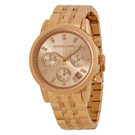 michael kors gold rose watch|michael kors ritz chronograph.